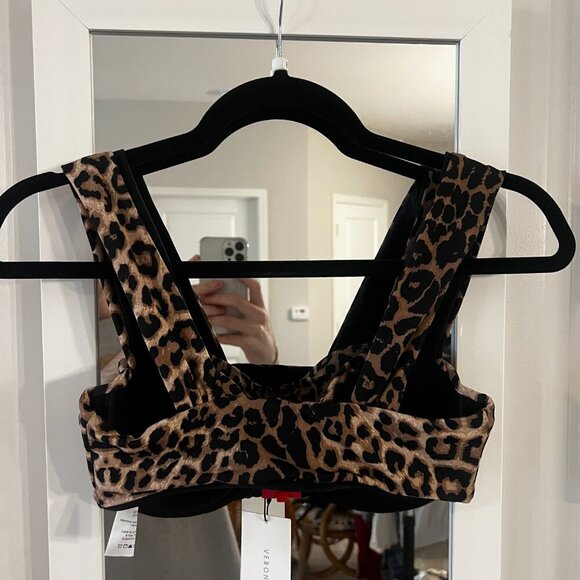 885 NWT Veronica Beard Balos Bikini Top Size Small Color Brown Black - Picture 6 of 6